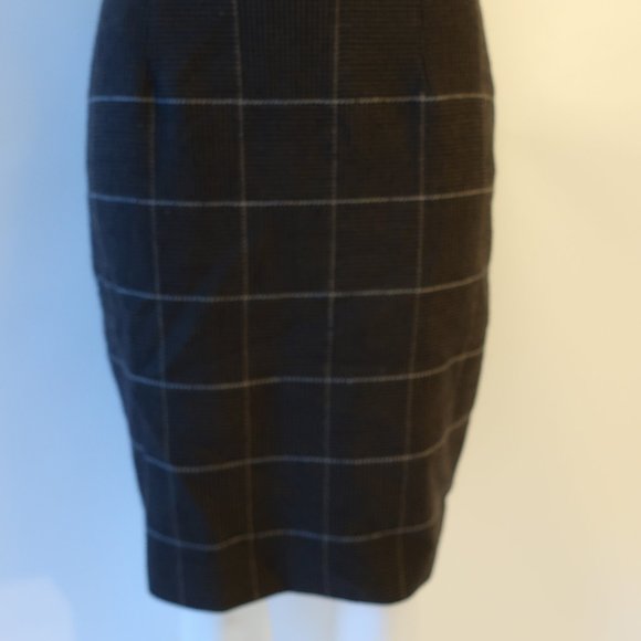 Womens Laurel Dark Navy Blue Taupe Wool Tweed Pencil Skirt 40 US/10 * - Picture 5 of 11